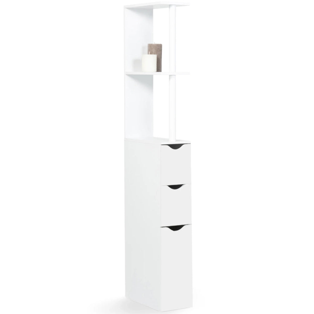 ProBache - Scaffalatura per toilette in legno bianco con 3 ante bianche WILLY