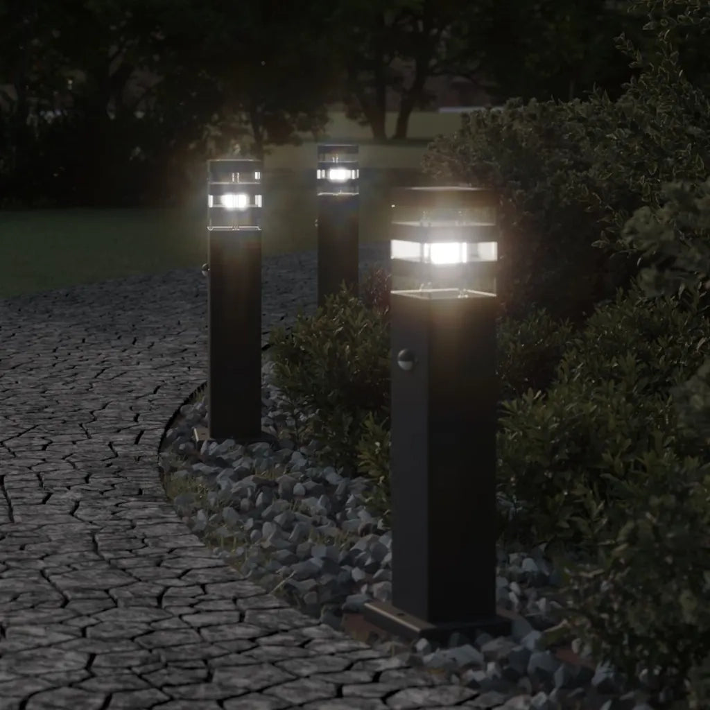 Lampada da Terra per Esterni con Sensore Nera 50cm in Alluminio 4006399