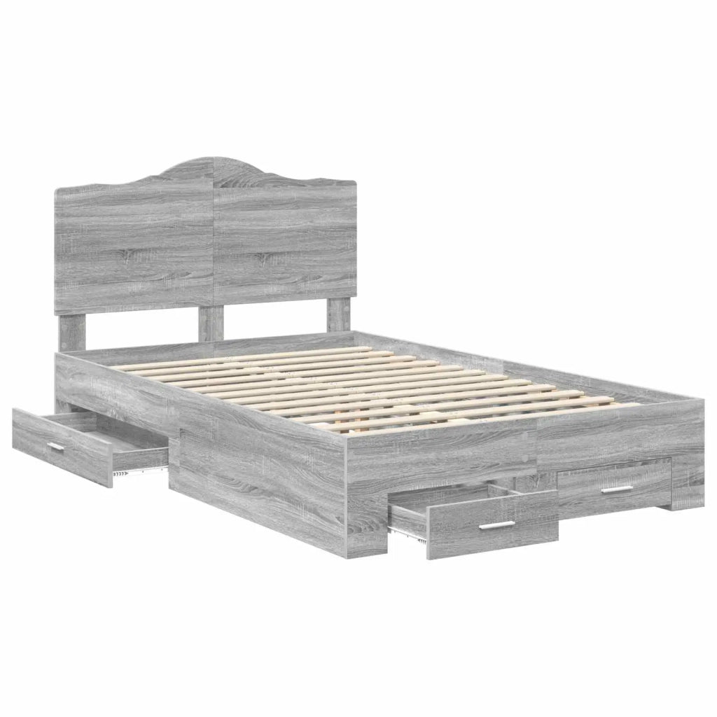 Struttura del letto con testiera-Giroletto con Testiera Grigio Sonoma 135 x 190 cm 279534