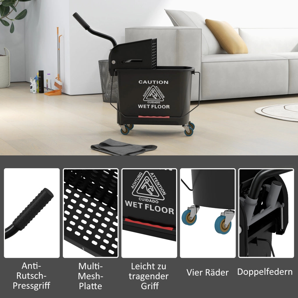 Secchio e Mop con Strizzatore ¨C zephmum ¨C Nero 20 L