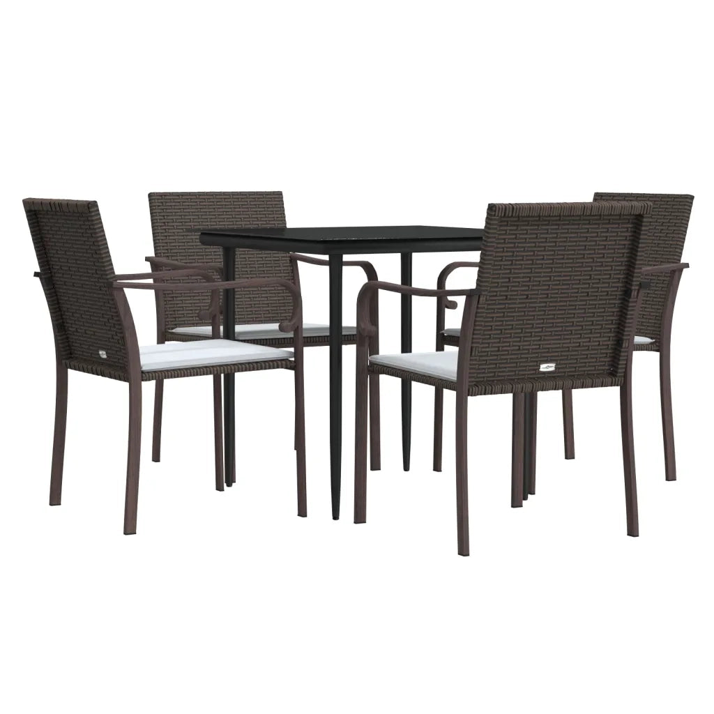 Set Pranzo da Giardino 5pz con Cuscini in Polyrattan e Acciaio 3186938