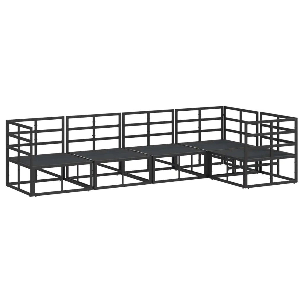 Set Divano da Giardino con cuscino 5 pcs Nero Alluminio 3378866