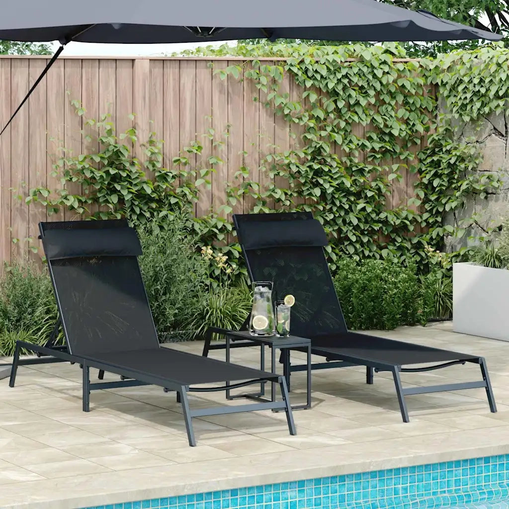 Lettini Sole 2-persona 3 pcs Nero e antracite Acciaio