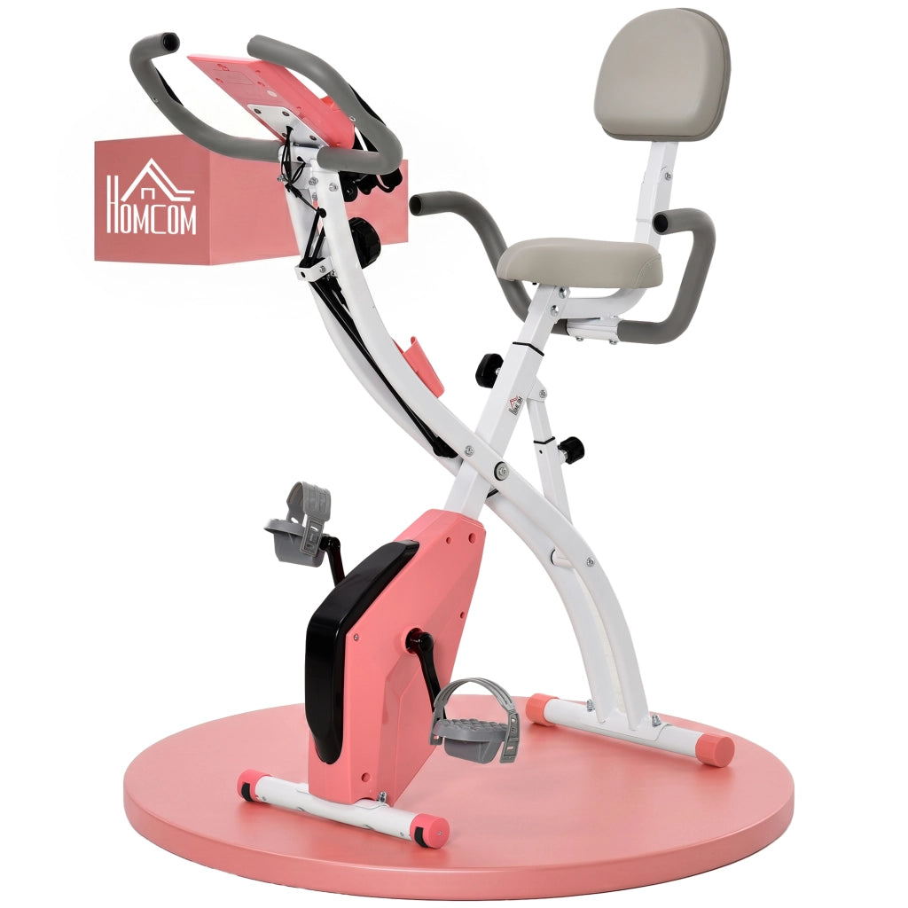 Cyclette Pieghevole 2 in 1 ¨C zephmum ¨C Resistenza Magnetica, Schermo LCD, Rosa