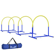 Set Agility Dog con 4 Archi Componibili e Borsa da Trasporto Blu e Giallo