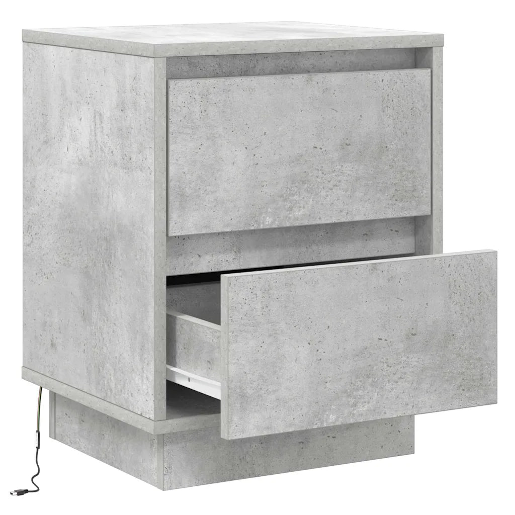 Comodino | Armadio da Notte | Mobiletto da notte Grigio cemento 39 x 34,5 x 50 cm