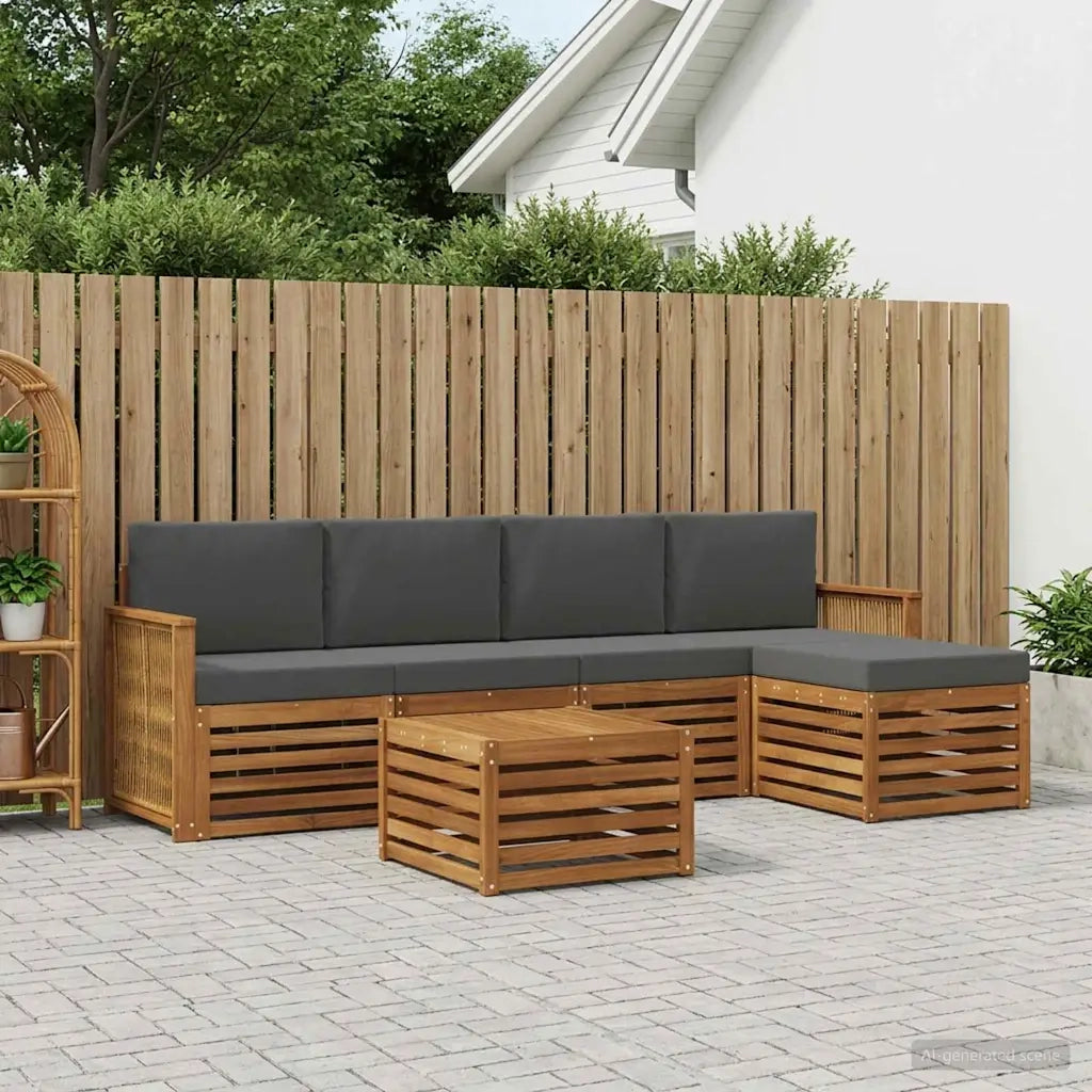 Set di divani da esterno con cuscino 6 pcs Naturale e Antracite 3384268