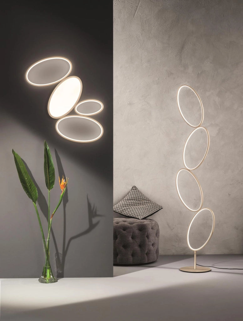 PLAFONIERA A LED RICE GRANDE ORO 3000K 1700LM 34W DIMMERABILE 83X57CM