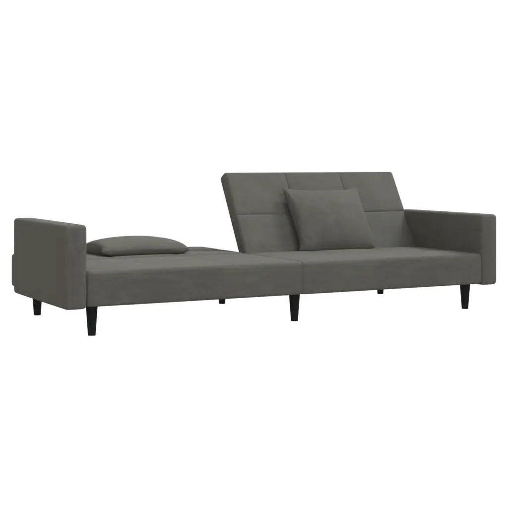 Divano letto | Sof¨¤ letto | Letto singolo a 2 Posti con 2 Cuscini Grigio Scuro in Velluto