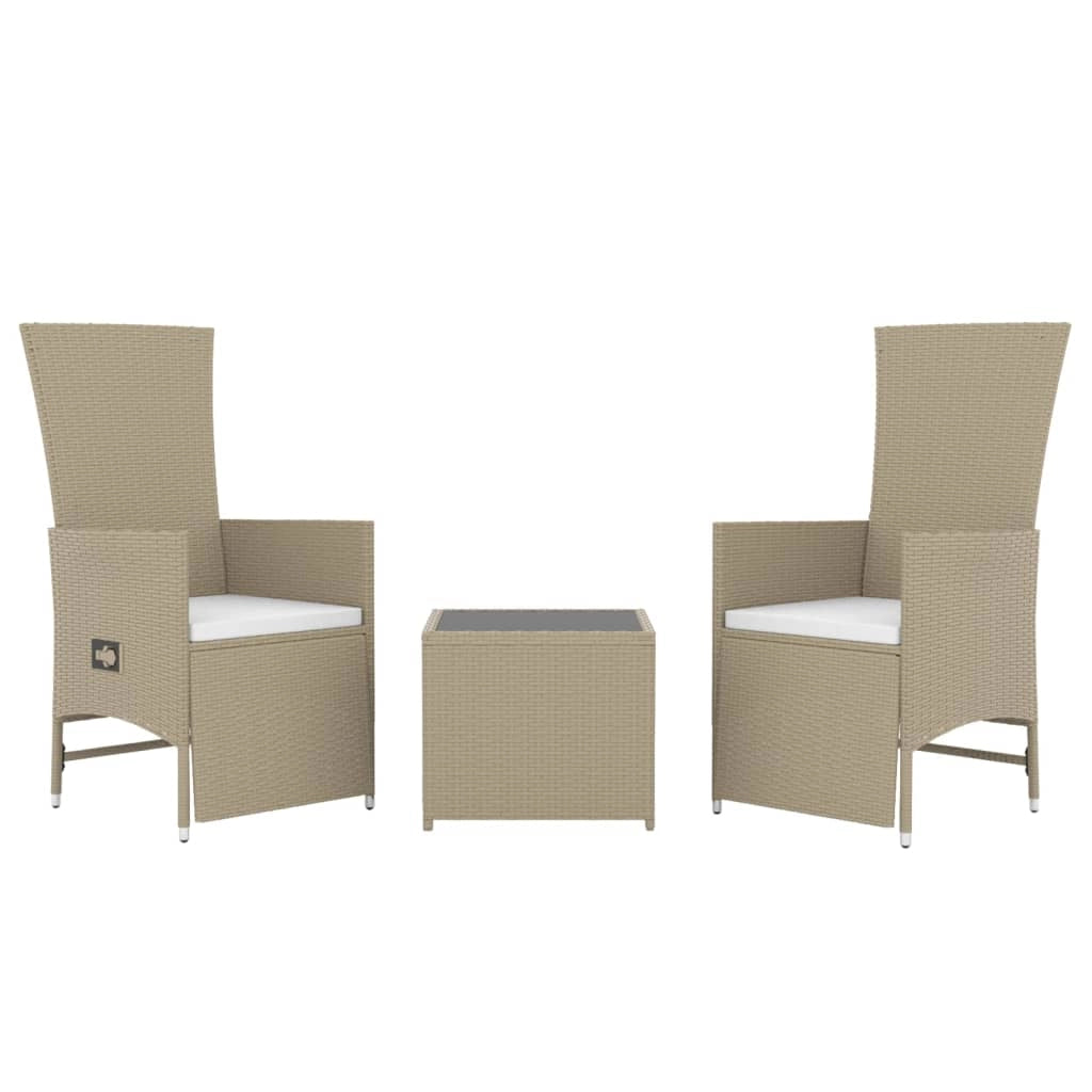Set di mobili da giardino mobili da esterno set da 3 pezzi polyrattan beige e acciaio 02_0014200
