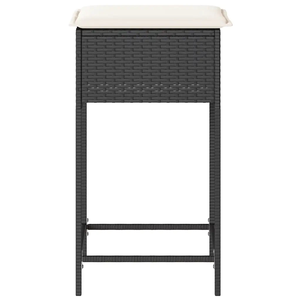 Sgabelli da Bar con Cuscini 2 pz Neri in Polyrattan CFW8054906