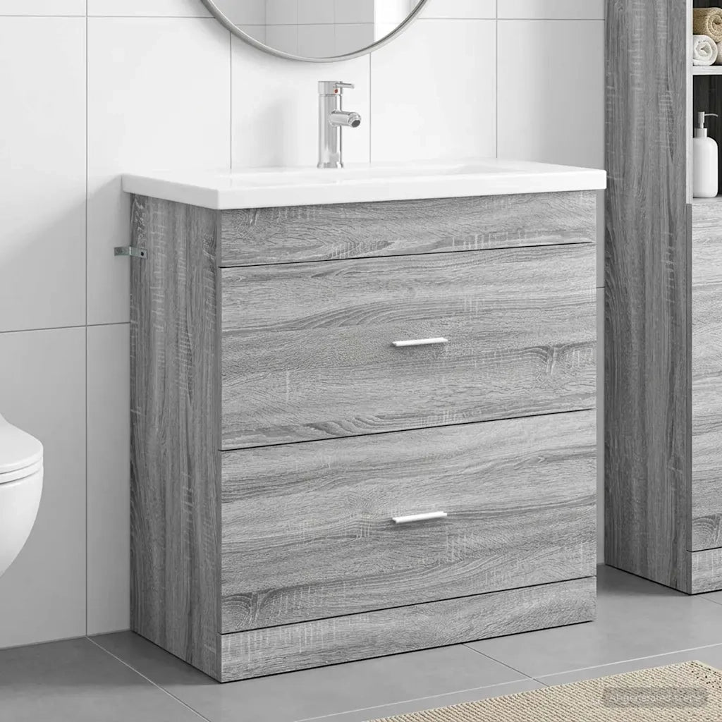 Set di mobili per il bagno Sonoma grigio 81 x 40 x 84,5 cm 3404379