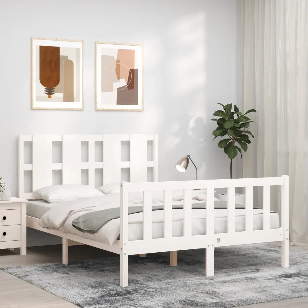 Letto senza Materasso-Struttura Letto Bianco 140x190 cm Legno Massello di Pino 580738
