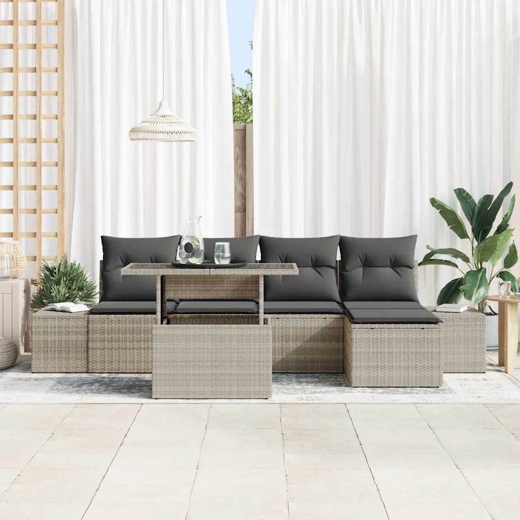 Set Divano da Giardino 6 pcs Grigio chiaro polyrattan 3349168