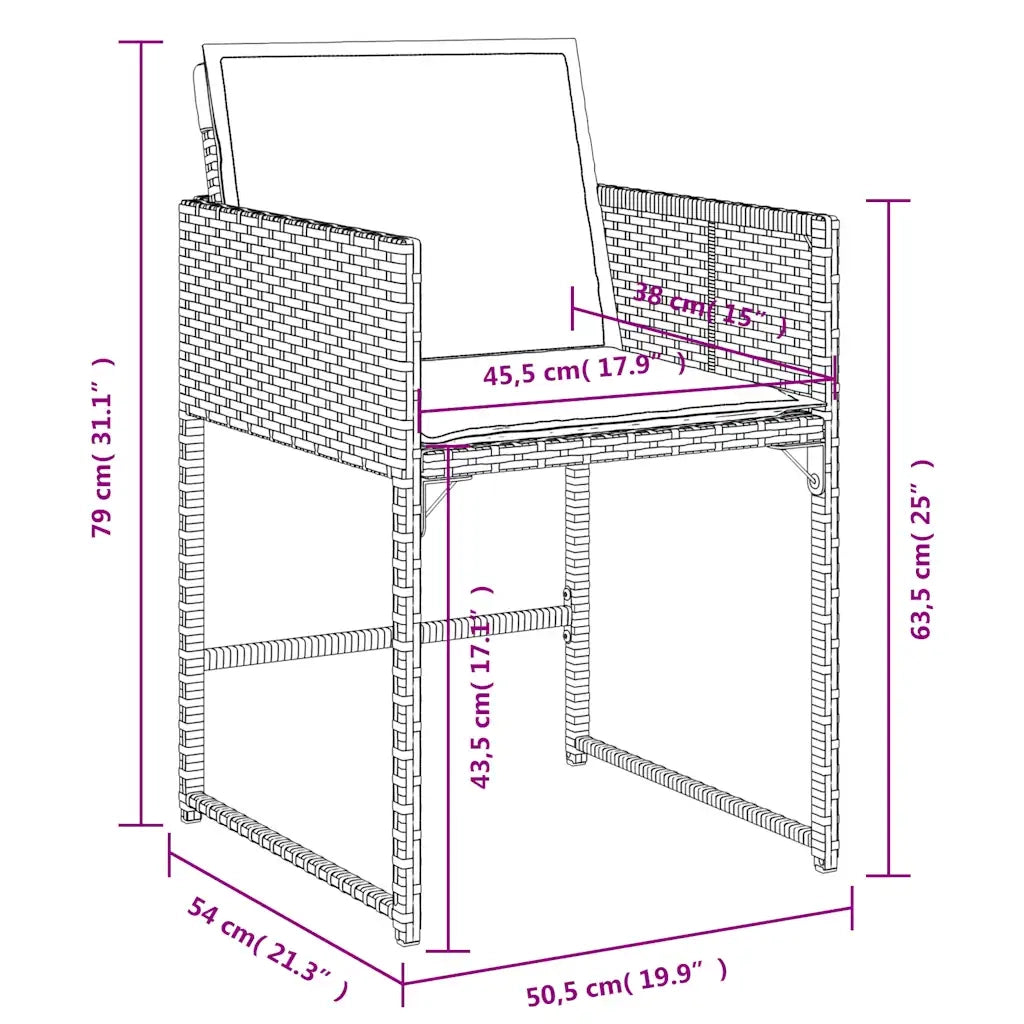 Set da Pranzo da Giardino 13pz con Cuscini Grigio in Polyrattan 3278167