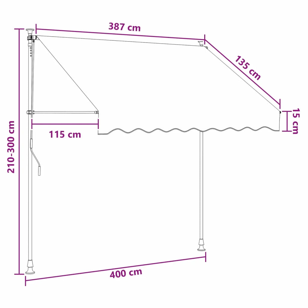 Tenda da Sole | Tenda retrattile manuale Nero 400 cm