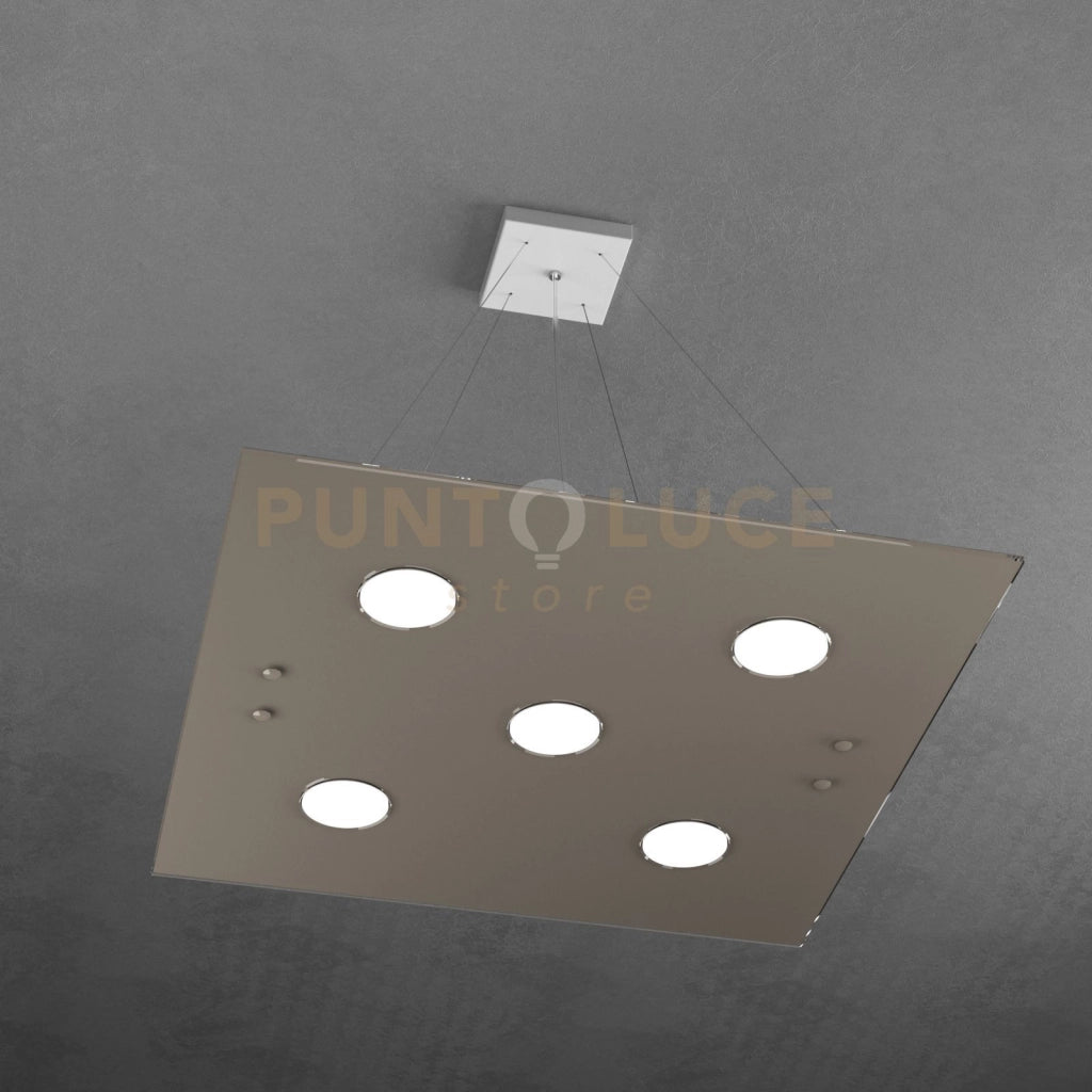 PATH SOSPENSIONE 5+2 LUCI BIEMISSIONE TORTORA SCURO 1141-S5+2-TS