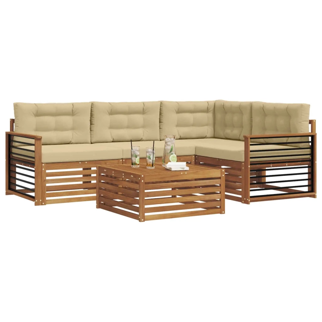 Set di divani da esterno con cuscino 5 pcs Naturale e Beige 3373433