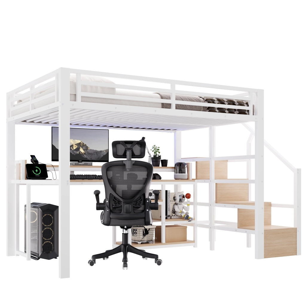letto a castello metallo mdf bianco 140 x 200 cm