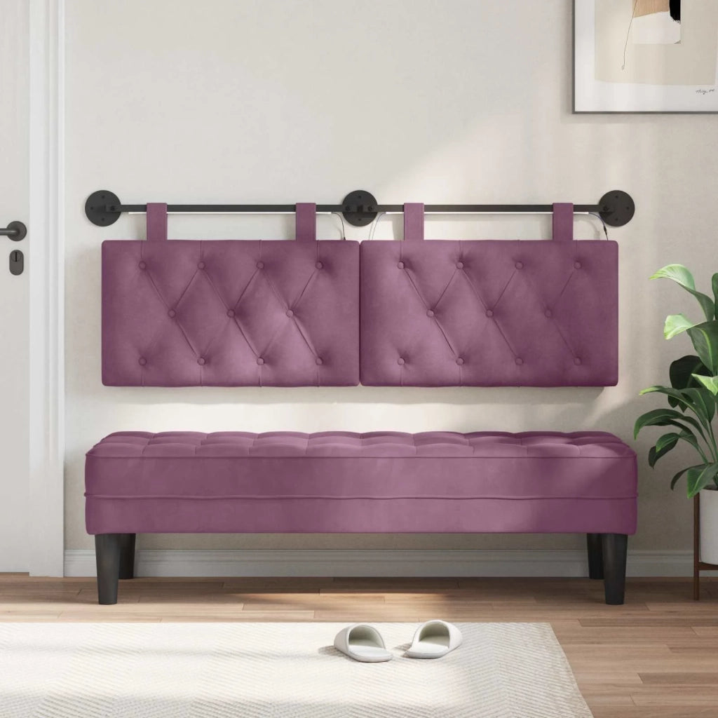 Testiera | Testata sospesa Con luce LED Viola Velluto