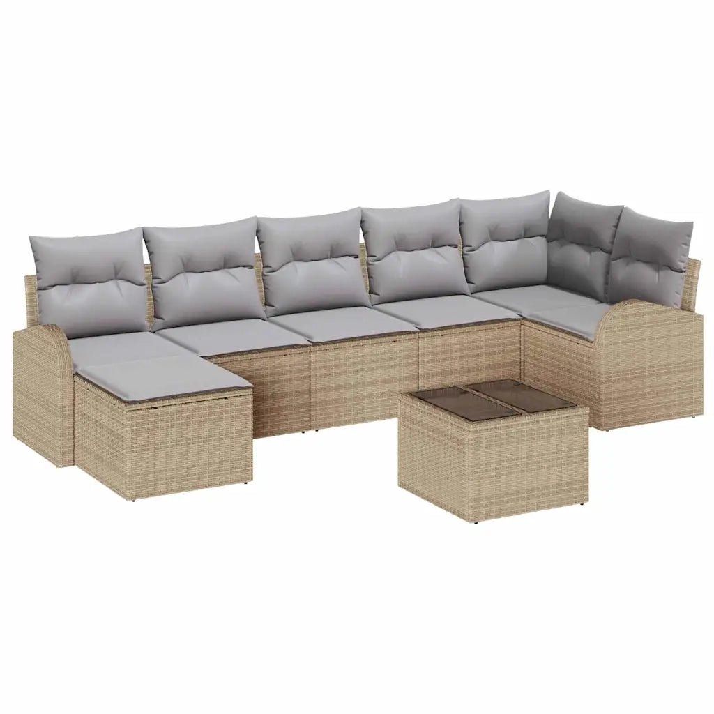Set di divani con cuscino 8 pcs Beige polyrattan