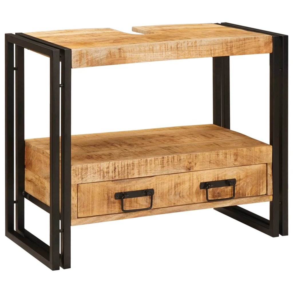 Armadio da bagno con cassetto Marrone Legno di mango massello 4102769