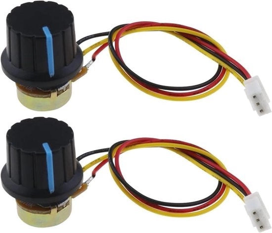 Potenziometro - Rotativo - 10 kΩ - film di carbonio - Resistenza variabile - Un solo giro - Taper lineare - Adatto per elettronica - Nero - 2 pezzi con connettore a cavo