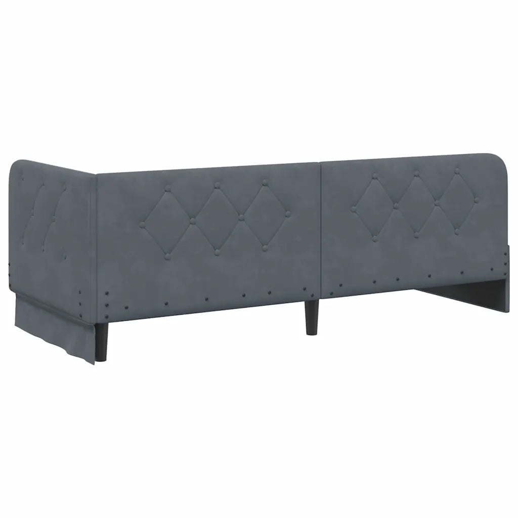 Cornice del letto ad angolo Grigio scuro 80 x 200 cm Velluto