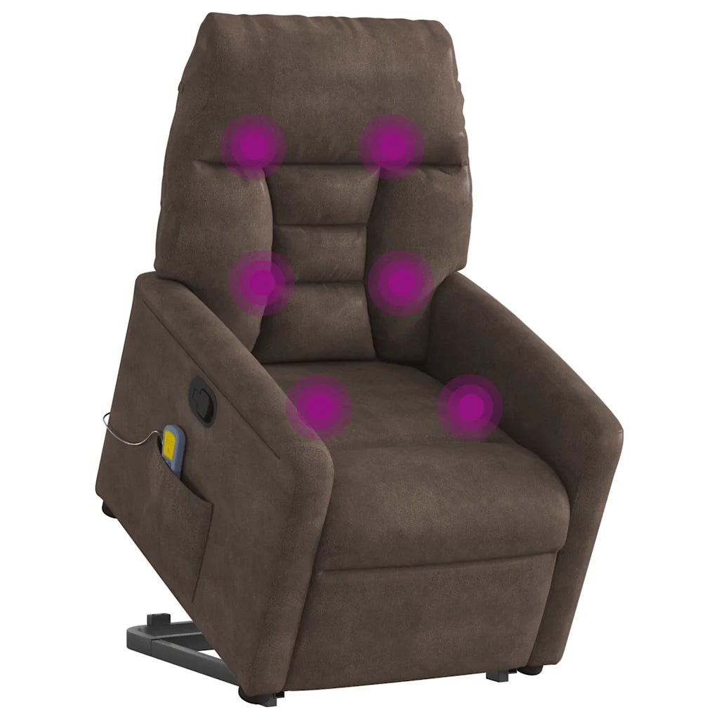 Poltrona Alzapersona Reclinante Massaggiante Marrone Microfibra 3303093
