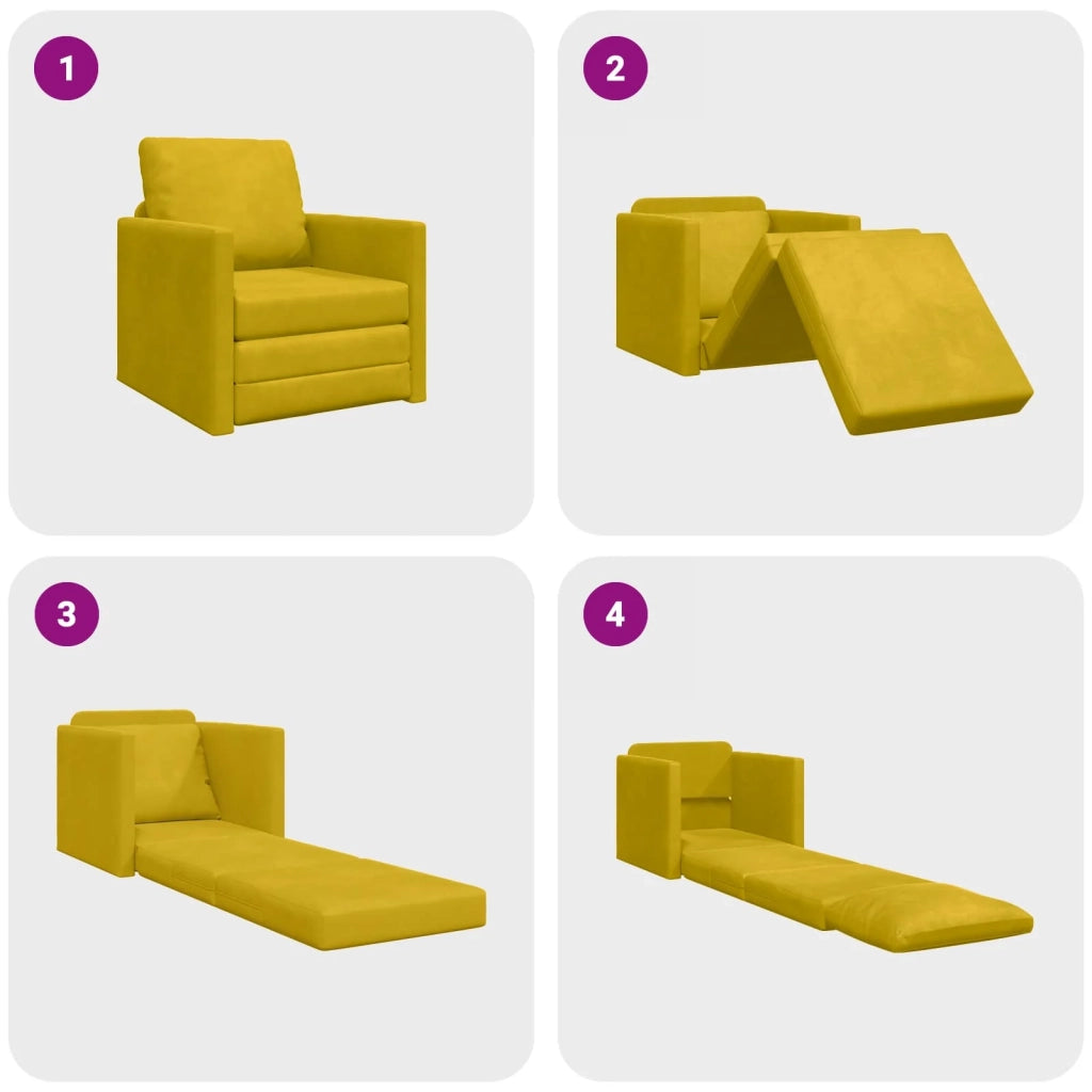 Divano letto Giallo Scuro 74 x 77 x 81 cm Velluto 4106618