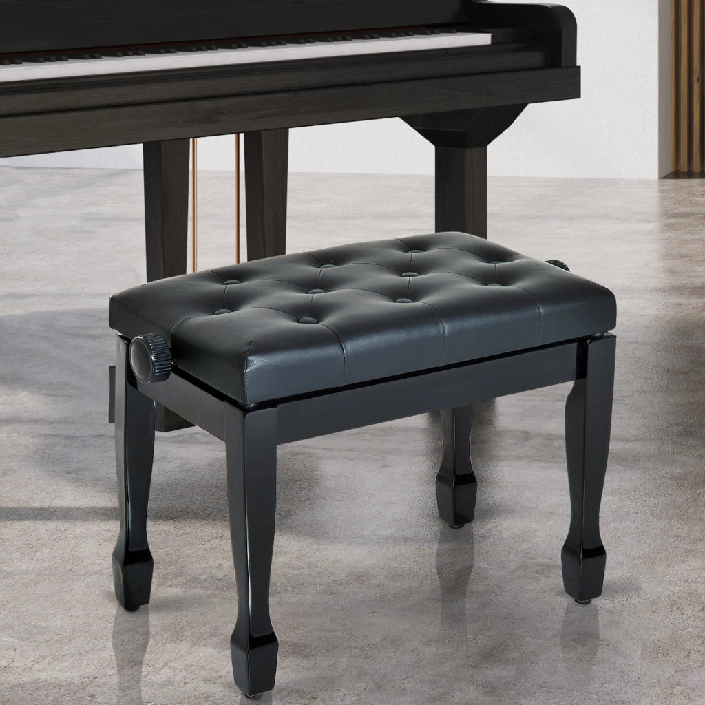 Panchetta per pianoforte regolabile in legno massello ¨C Xylo ¨C Seduta imbottita nero