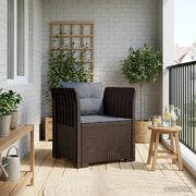 Poltrona a 1 Posto con Cuscini Aspetto Rattan PP Marrone 8011875