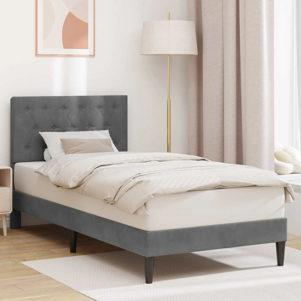 Struttura del letto-Giroletto Grigio Scuro 90 x 190 cm Velluto 460821