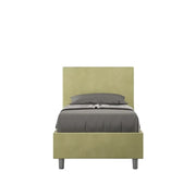 Letto singolo contenitore imbottito 80x200 microfibra tè verde Adele