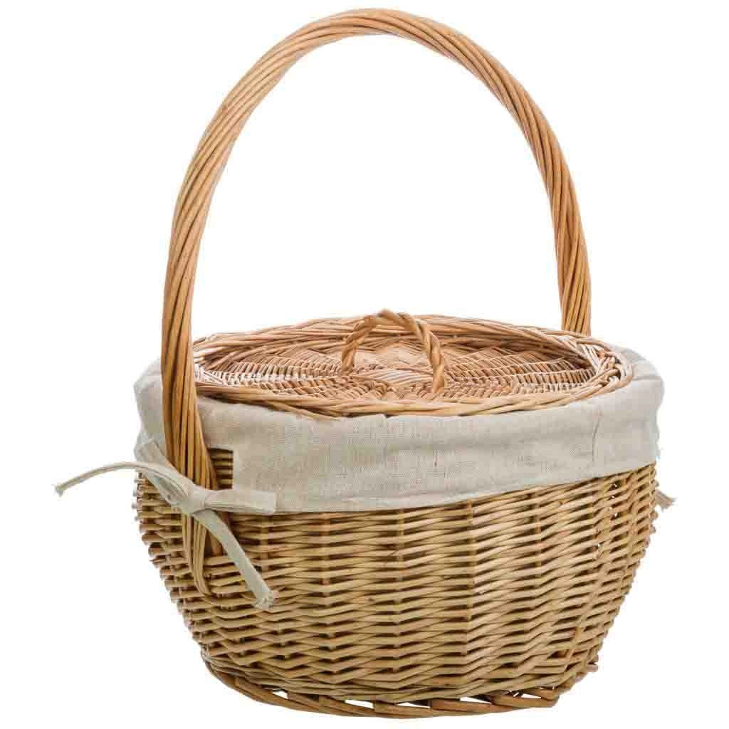 Cesto in vimini marrone foderato 32x32x20/28h