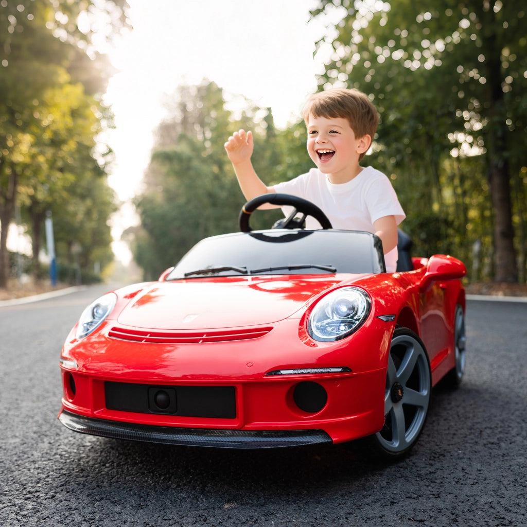 Casetta Auto Bambini 3-5 Anni ¨C zephmum ¨C Rosso, Telecomando, Sicurezza, Musica