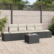 Set Divano da Giardino 5 pcs Nero e Crema polyrattan 3355596