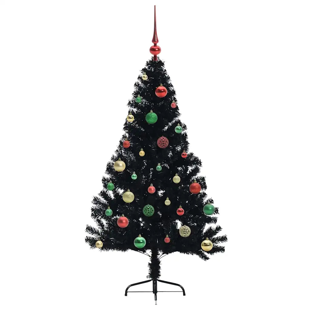 Albero di Natale Artificiale-Albero Natalizio con luci integrate Nero 150 cm PVC 832993