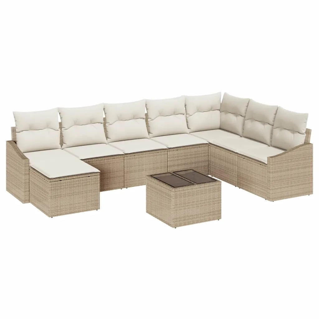 Set di divani con cuscino 9 pcs Beige polyrattan 3346851