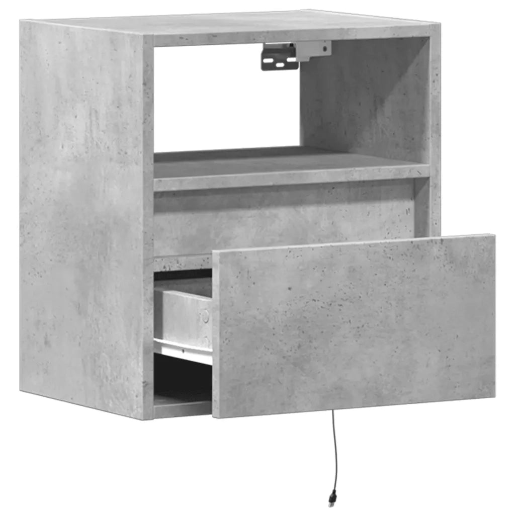 Comodini a Parete con Luci LED 2 pz Grigio Cemento 3307982
