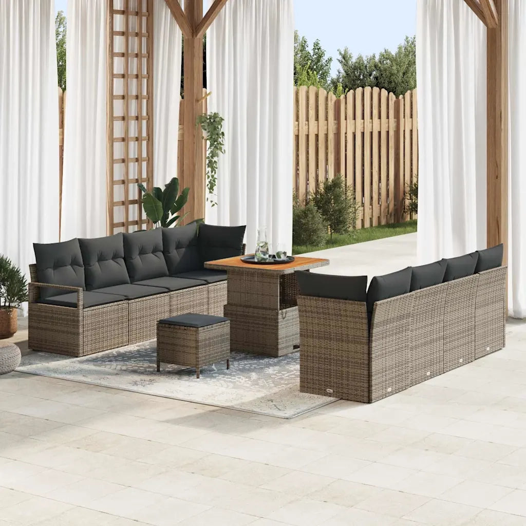 Set Divano da Giardino con cuscino 11 pcs Grigio polyrattan 3362498