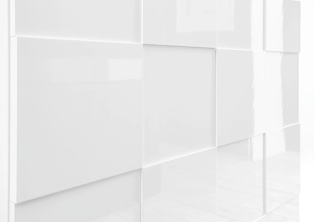 Credenza Mobile Soggiorno 3 Porte in Melamina 181x42x84cm TFT Chequers Bianco