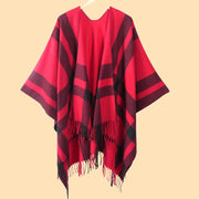 Nuovo scialle diviso con nappe, sciarpa semplice a quadri jacquard da donna