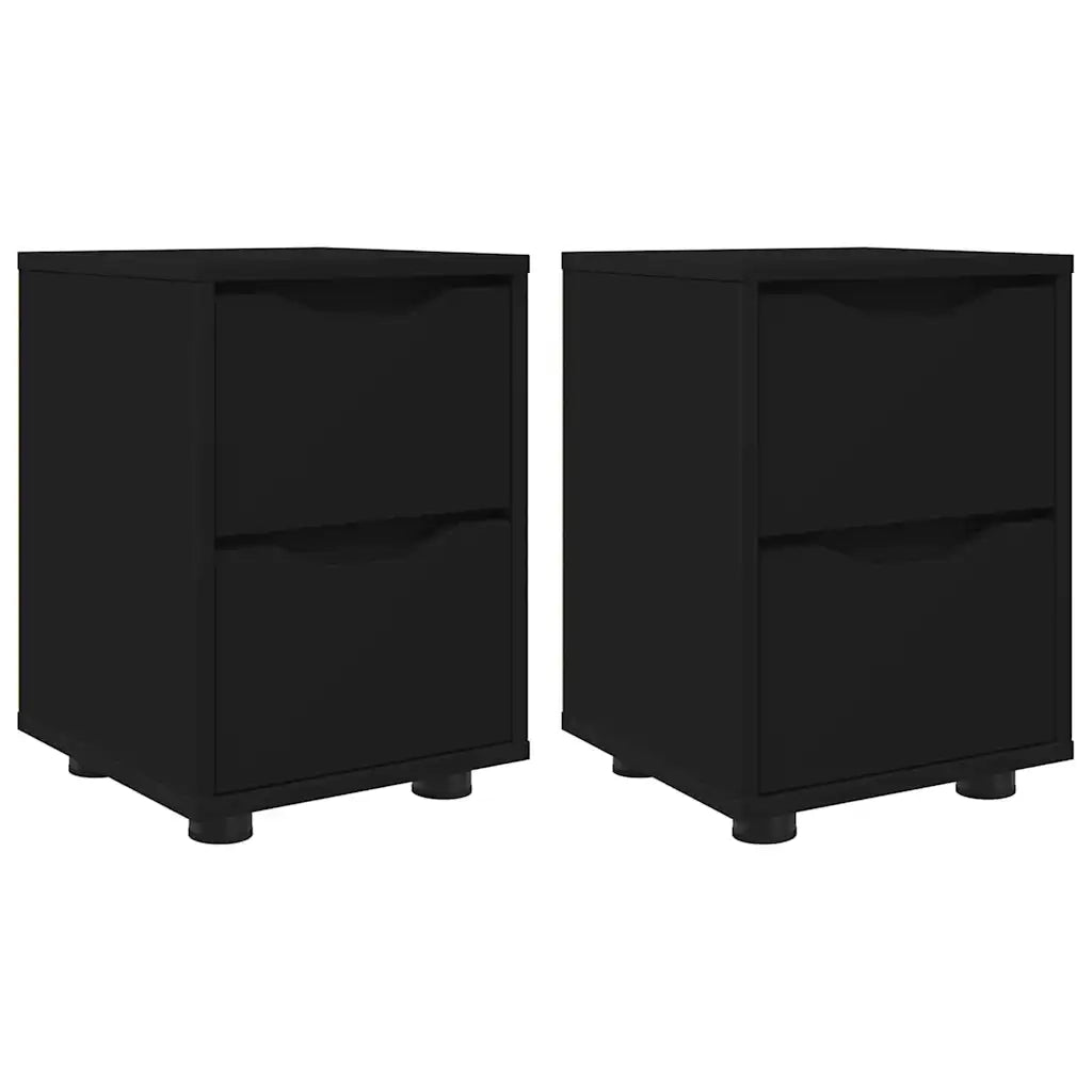 Set di 2 Comodini | Armadio da Notte | Mobiletto da notte Nero 30,5 x 30 x 43 cm Legno multistrato