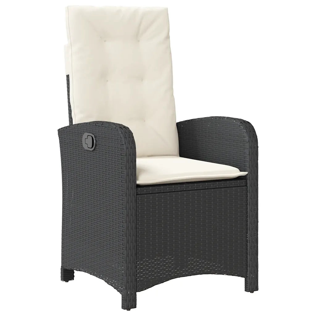 Set da Pranzo da Giardino 9 pz con Cuscini Nero in Polyrattan 3212228