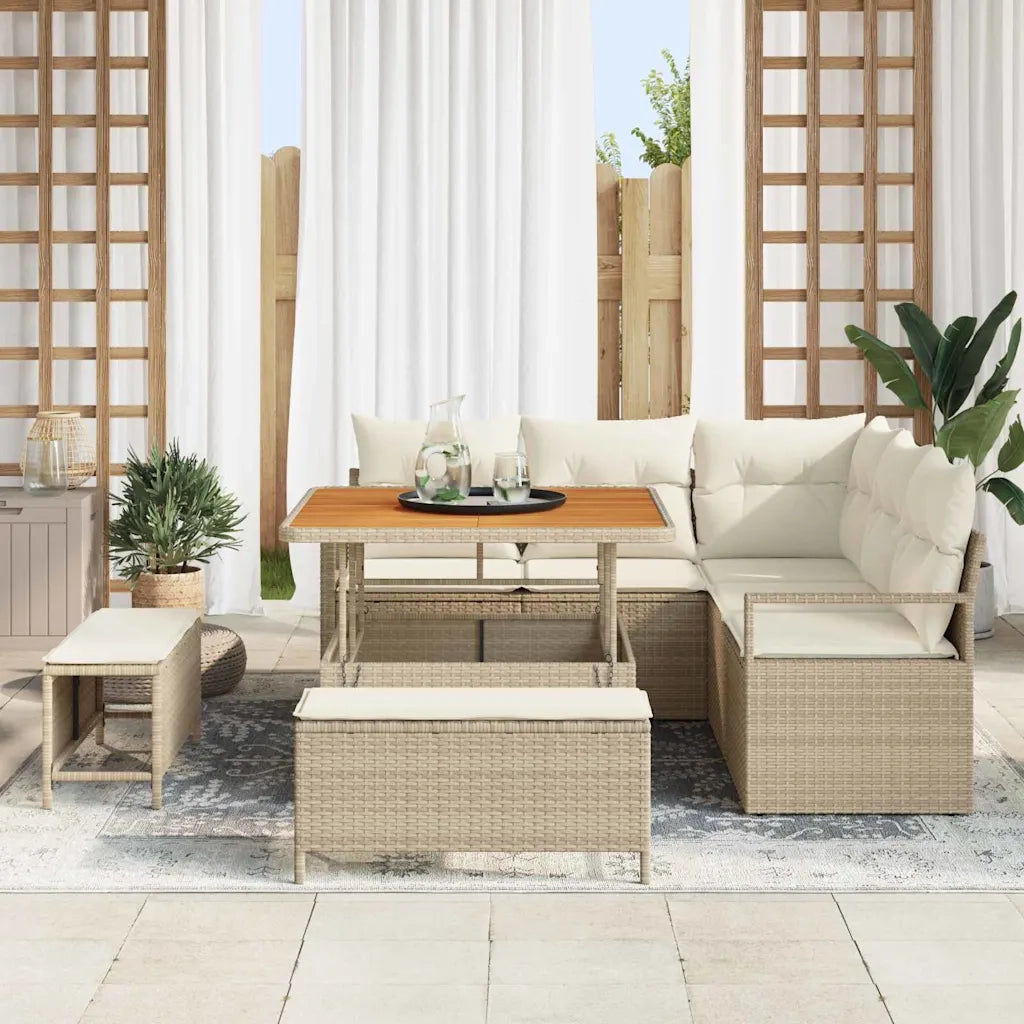 Set Divano da Giardino con cuscino 8 pcs Beige polyrattan 3362516