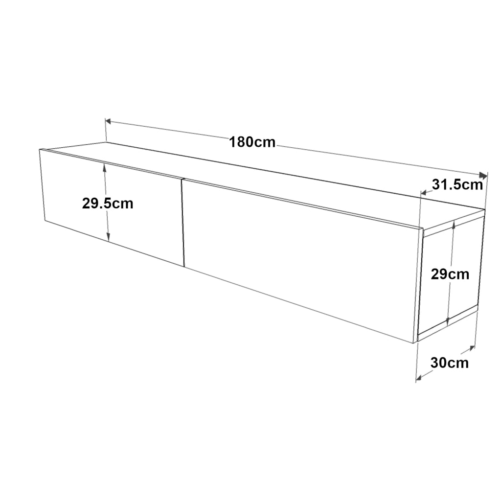 Mobile Porta TV Lapinlahti con 2 Ante a Ribalta Consolle da Parete 180 cm - Rovere Rustico/Bianco [en.casa]