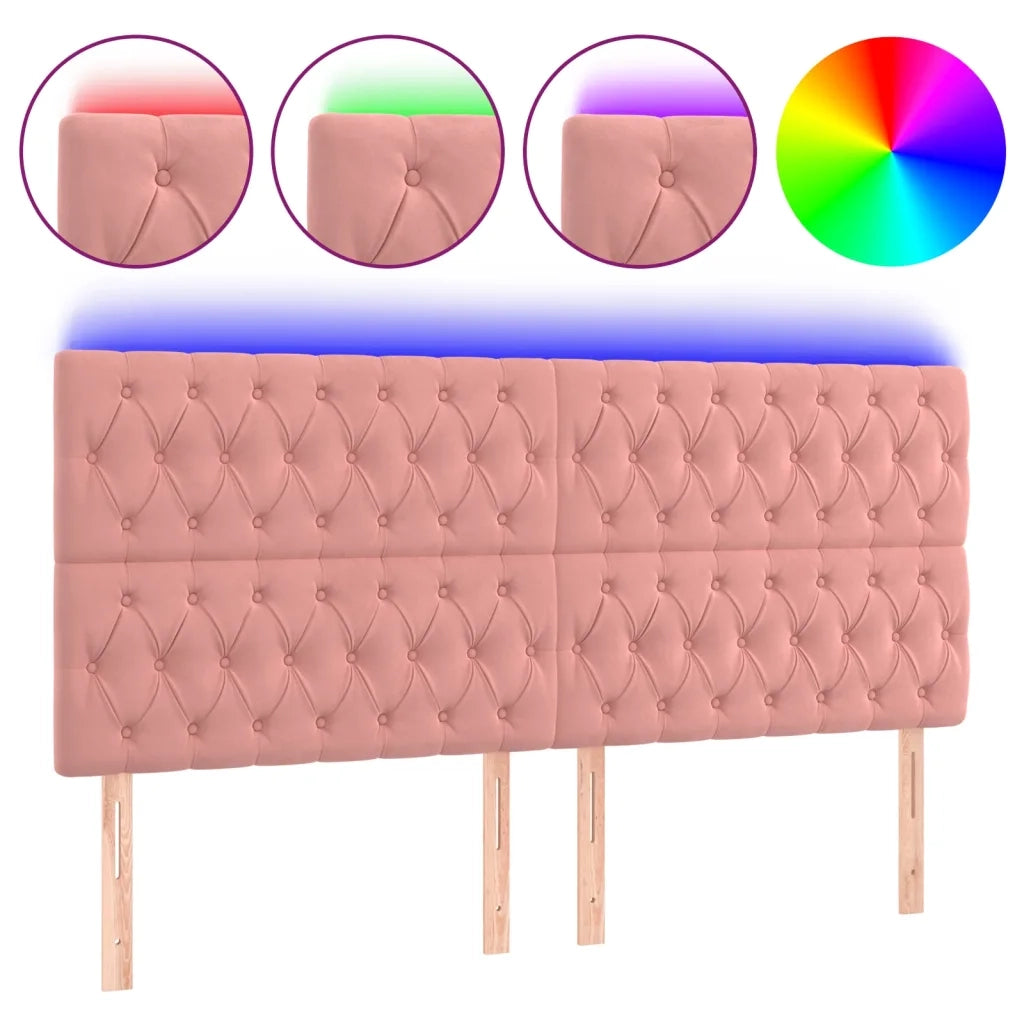 Testiera a LED-Testata con LED rosa 200x7x118/128 cm in Velluto
