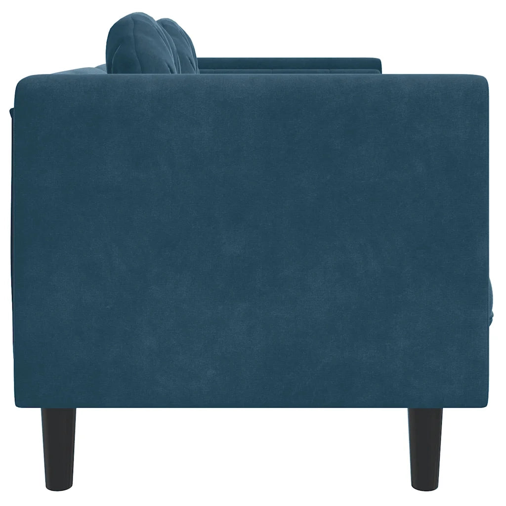 Divano a 2 Posti con Cuscini-Sofa 2 Posti con Cuscini Blu in Velluto
