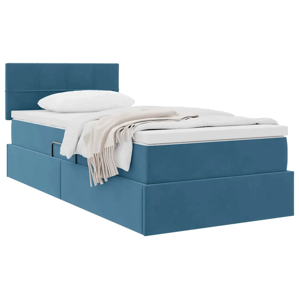 Letto con Contenitore Blu Scuro 100 x 200 cm Velluto